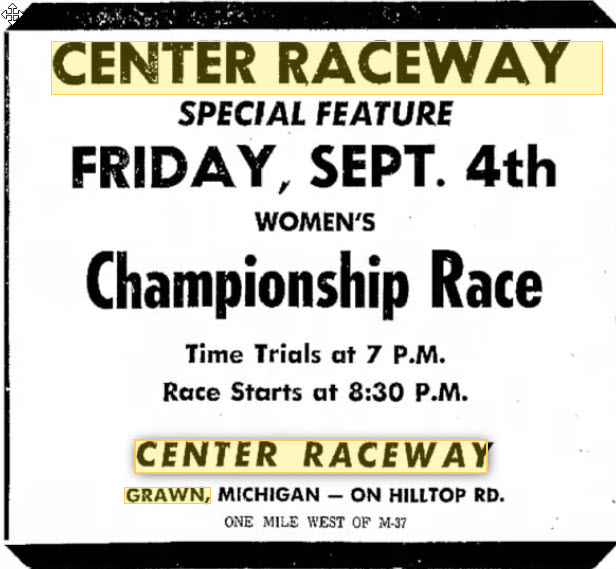 Center Raceway - SEP 3 1970 AD